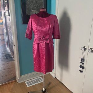 Vintage Fuchsia Evening dress with Beaded Jacket